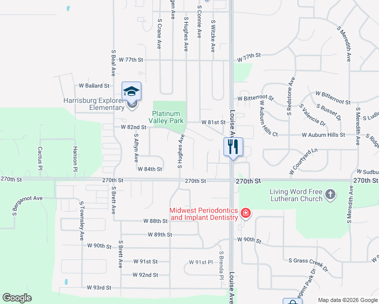 map of restaurants, bars, coffee shops, grocery stores, and more near 7505 South Bell Circle in Sioux Falls
