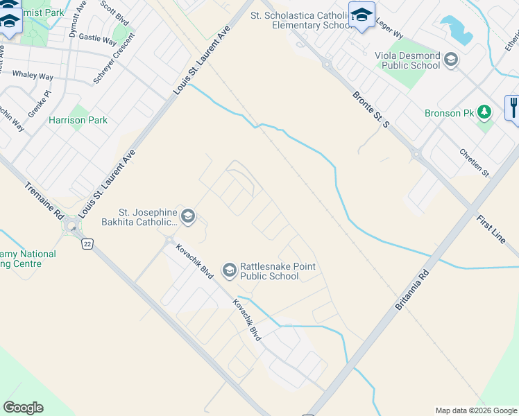 map of restaurants, bars, coffee shops, grocery stores, and more near 261 Marigold Court in Milton