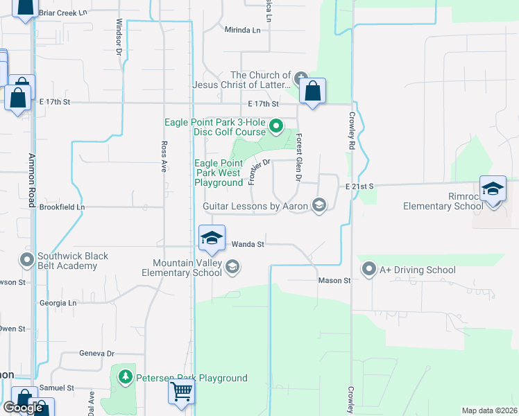 map of restaurants, bars, coffee shops, grocery stores, and more near 2186 Frontier Drive in Ammon