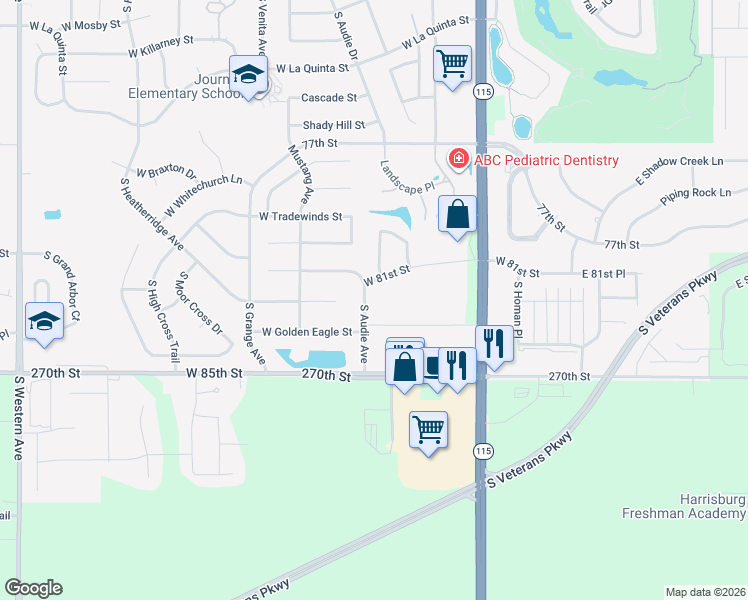 map of restaurants, bars, coffee shops, grocery stores, and more near 800 South Audie Avenue in Sioux Falls