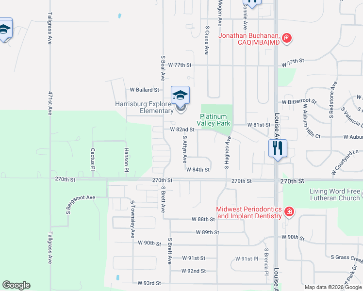 map of restaurants, bars, coffee shops, grocery stores, and more near 7517 South Aftyn Avenue in Sioux Falls