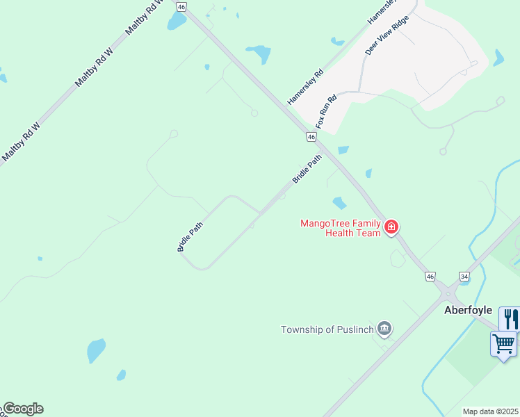 map of restaurants, bars, coffee shops, grocery stores, and more near 70 Bridle Path in Guelph