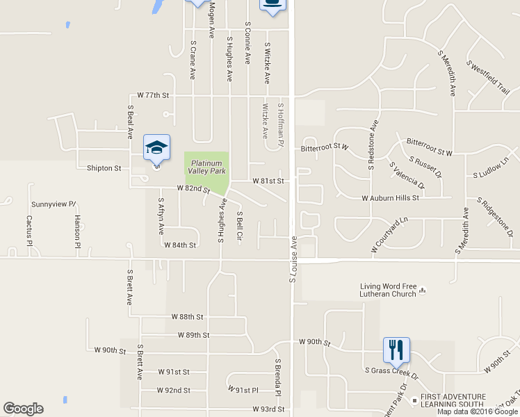 map of restaurants, bars, coffee shops, grocery stores, and more near 3511 West Hughes Place in Sioux Falls