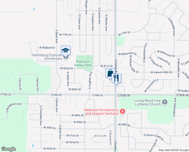 map of restaurants, bars, coffee shops, grocery stores, and more near 7505 South Bell Circle in Sioux Falls
