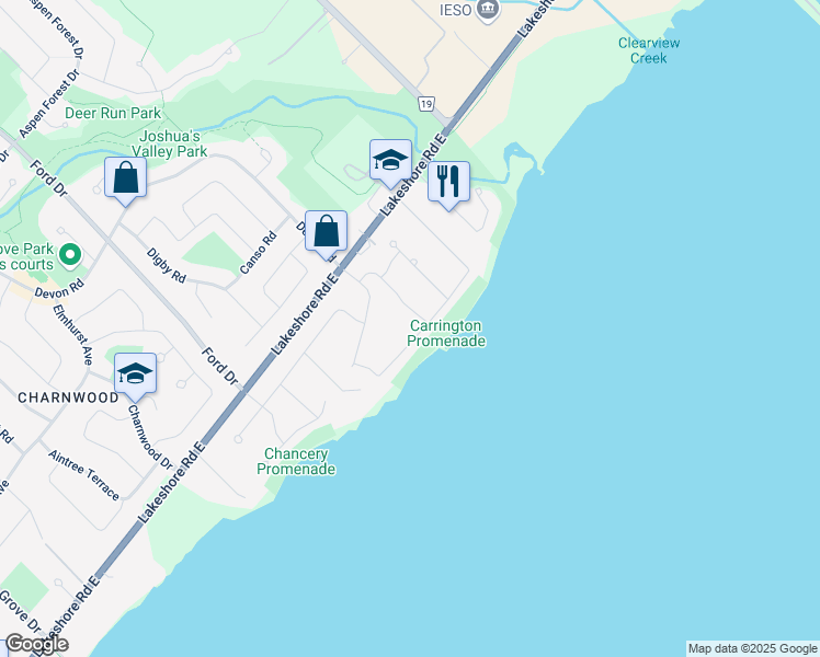 map of restaurants, bars, coffee shops, grocery stores, and more near 2387 Carrington Place in Oakville