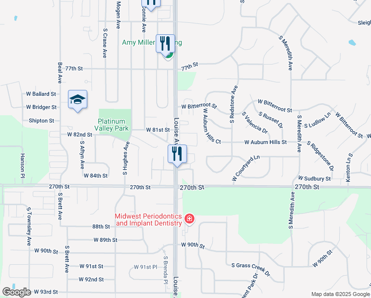 map of restaurants, bars, coffee shops, grocery stores, and more near 3300 West Rambler Place in Sioux Falls