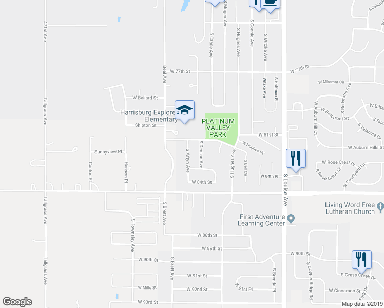 map of restaurants, bars, coffee shops, grocery stores, and more near 7512 South Aftyn Avenue in Sioux Falls