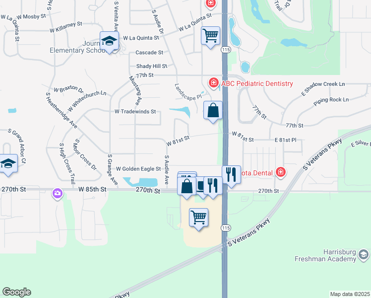 map of restaurants, bars, coffee shops, grocery stores, and more near 505 West 81st Street in Sioux Falls
