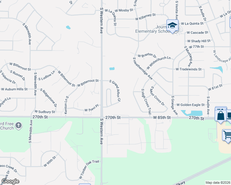 map of restaurants, bars, coffee shops, grocery stores, and more near 7409 South Grand Arbor Court in Sioux Falls