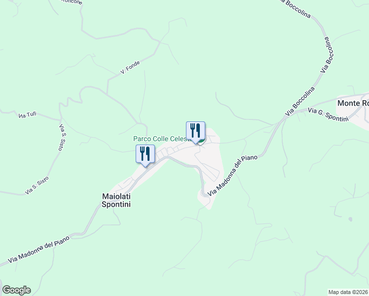map of restaurants, bars, coffee shops, grocery stores, and more near 4A Via Celeste Erard in Maiolati Spontini
