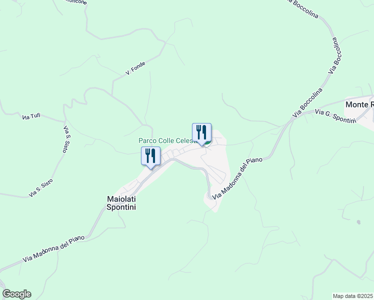 map of restaurants, bars, coffee shops, grocery stores, and more near 4/A Via Celeste Erard in Maiolati Spontini