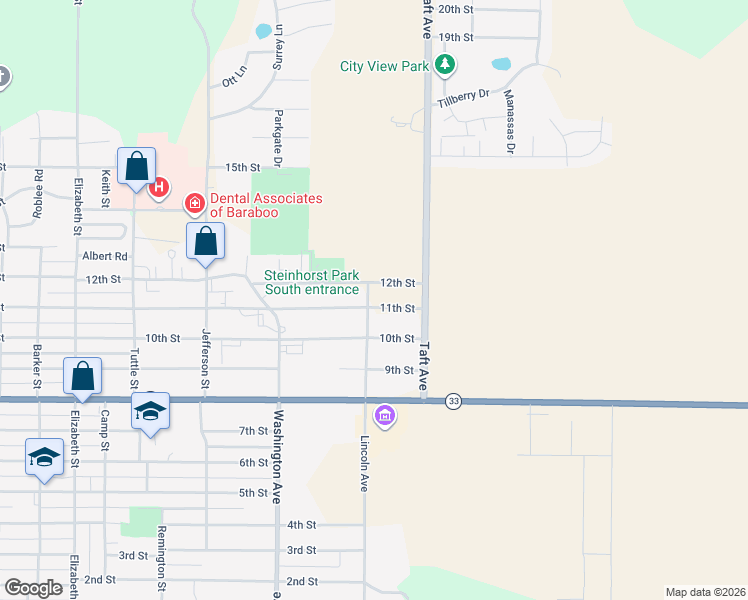 map of restaurants, bars, coffee shops, grocery stores, and more near 1304 Lincoln Avenue in Baraboo