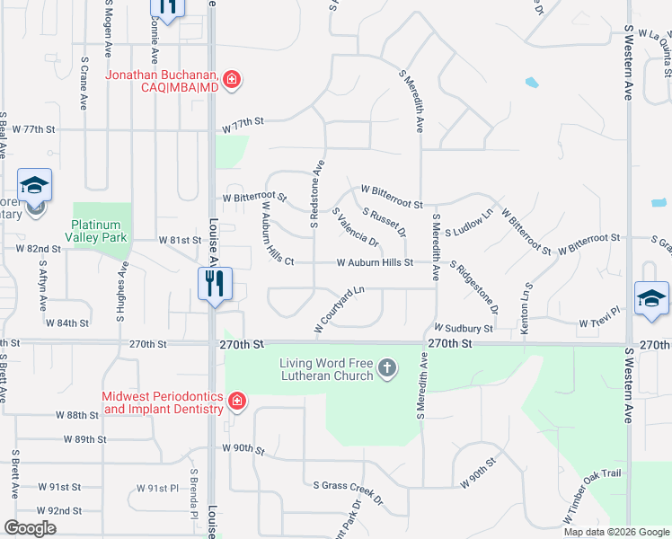 map of restaurants, bars, coffee shops, grocery stores, and more near 3008 W Rose Crest Dr in Sioux Falls