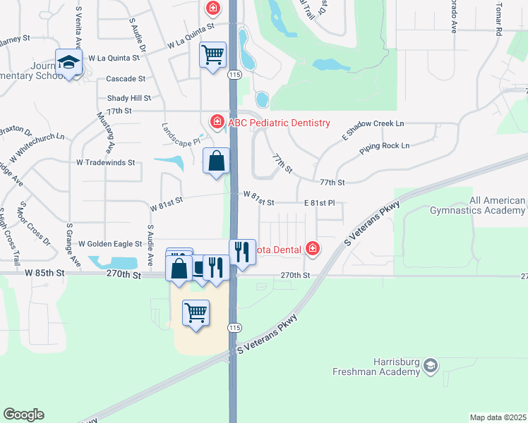 map of restaurants, bars, coffee shops, grocery stores, and more near 7415 South Homan Place in Sioux Falls
