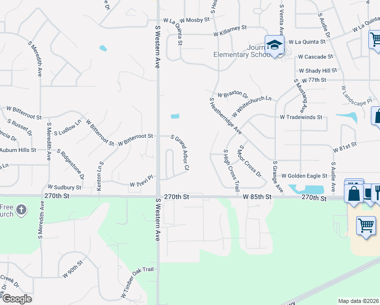 map of restaurants, bars, coffee shops, grocery stores, and more near 7600 South Western Avenue in Harrisburg