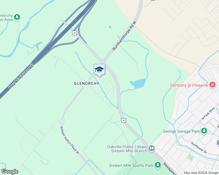 map of restaurants, bars, coffee shops, grocery stores, and more near 549 Settlers Road West in Oakville