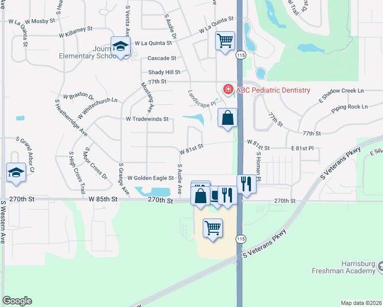 map of restaurants, bars, coffee shops, grocery stores, and more near 800 South Audie Avenue in Sioux Falls