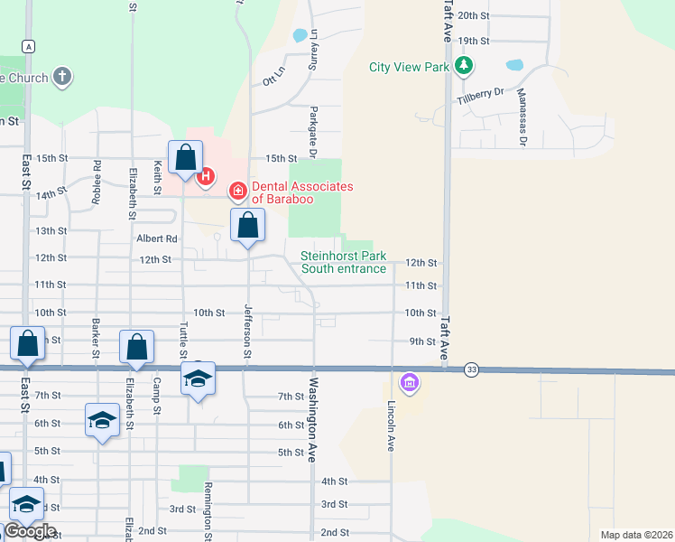 map of restaurants, bars, coffee shops, grocery stores, and more near 1126 11th Street in Baraboo