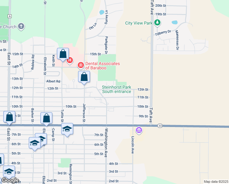 map of restaurants, bars, coffee shops, grocery stores, and more near 1126 11th Street in Baraboo