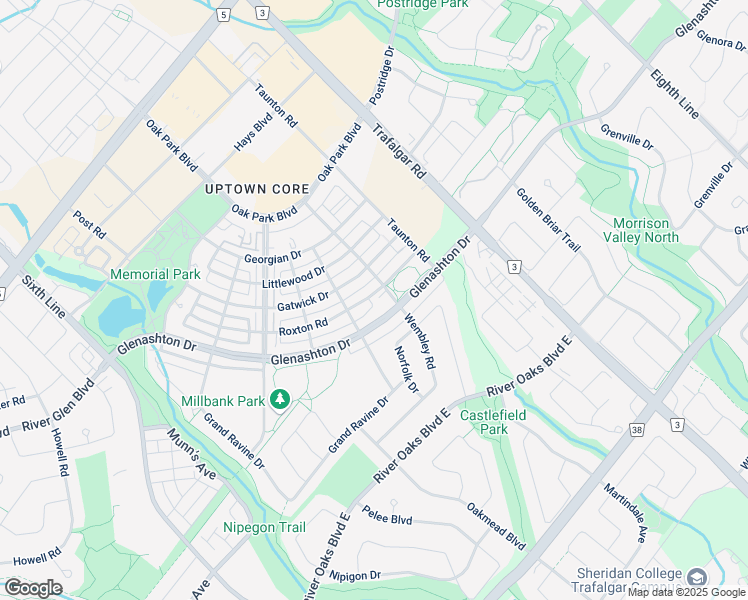 map of restaurants, bars, coffee shops, grocery stores, and more near 2200 Sawgrass Drive in Oakville