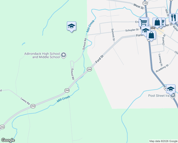 map of restaurants, bars, coffee shops, grocery stores, and more near 8212 New York 294 in Boonville