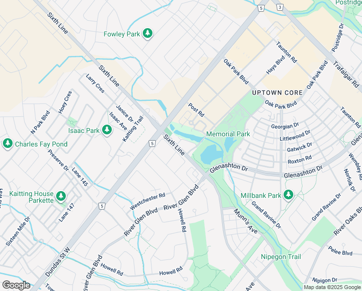 map of restaurants, bars, coffee shops, grocery stores, and more near 2557 Sixth Line in Oakville