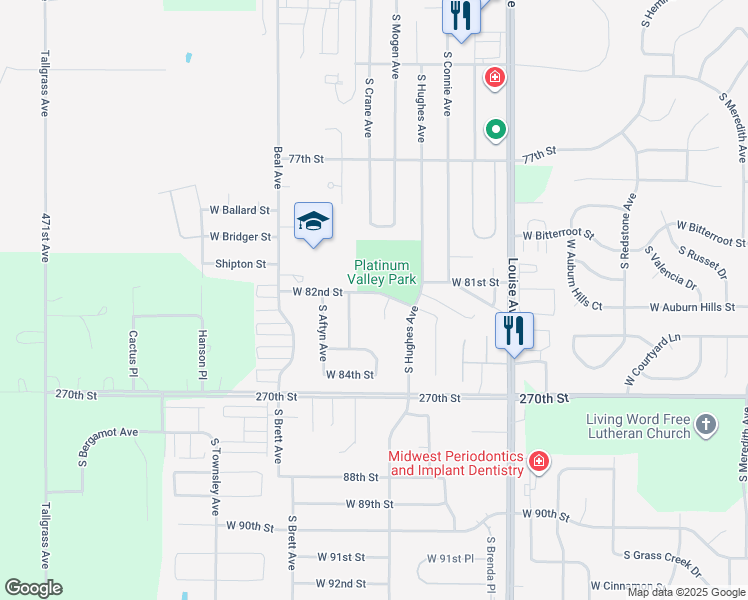 map of restaurants, bars, coffee shops, grocery stores, and more near 3909 West 82nd Street in Sioux Falls