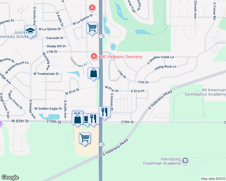 map of restaurants, bars, coffee shops, grocery stores, and more near 7301 South Edinburg Place in Sioux Falls