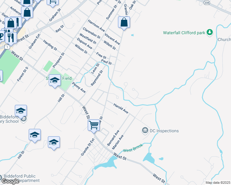 map of restaurants, bars, coffee shops, grocery stores, and more near 4 Alison Avenue in Biddeford