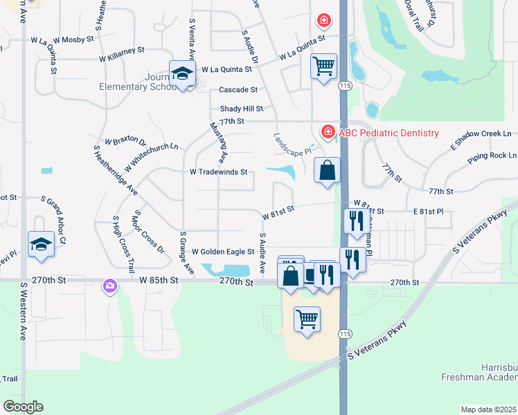 map of restaurants, bars, coffee shops, grocery stores, and more near 800 South Audie Avenue in Sioux Falls