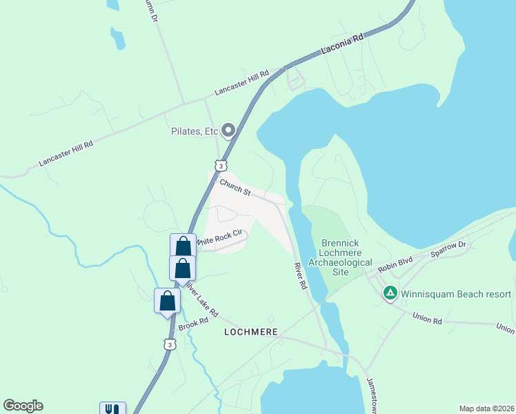 map of restaurants, bars, coffee shops, grocery stores, and more near 31 Church Street in Tilton