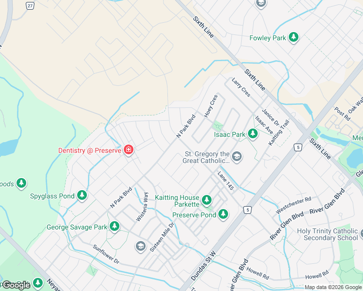 map of restaurants, bars, coffee shops, grocery stores, and more near 3212 Preserve Drive in Oakville