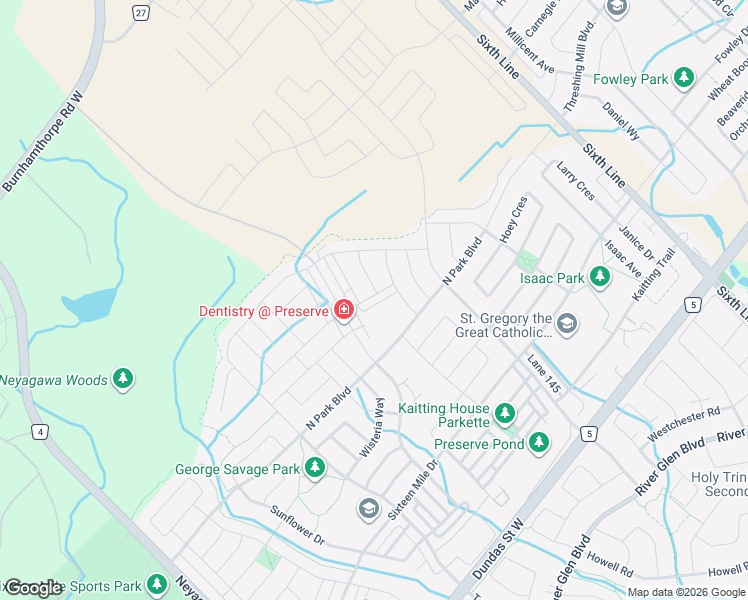 map of restaurants, bars, coffee shops, grocery stores, and more near 230 Harold Dent Trail in Oakville