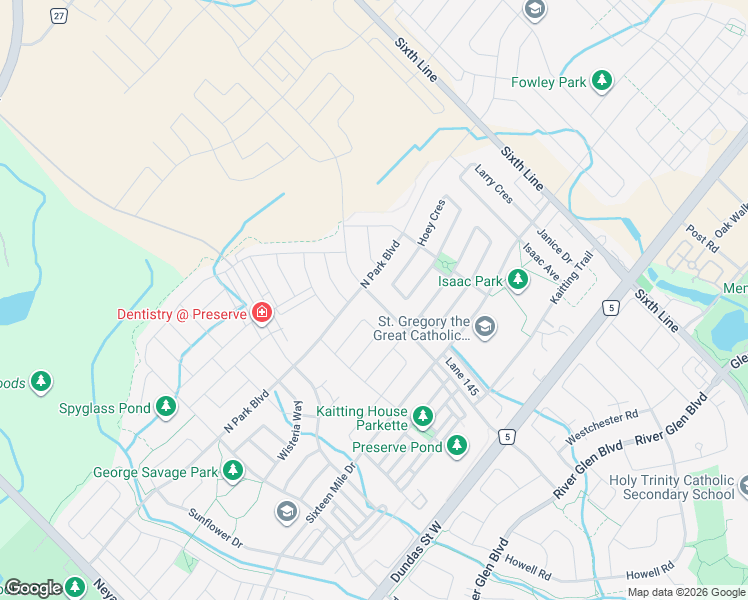 map of restaurants, bars, coffee shops, grocery stores, and more near 3212 Preserve Drive in Oakville