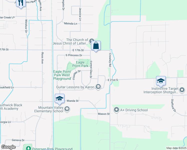 map of restaurants, bars, coffee shops, grocery stores, and more near 4320 Frontier Drive in Ammon