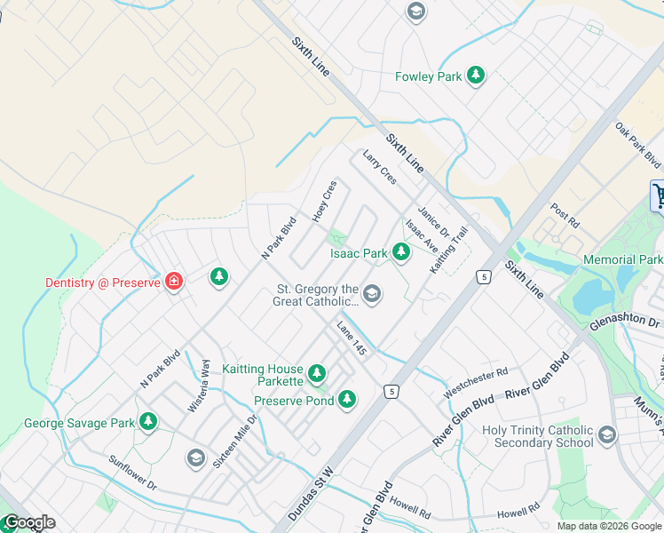 map of restaurants, bars, coffee shops, grocery stores, and more near in Oakville