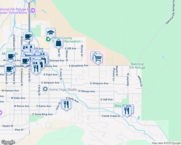 map of restaurants, bars, coffee shops, grocery stores, and more near 45 Stormy Circle in Jackson