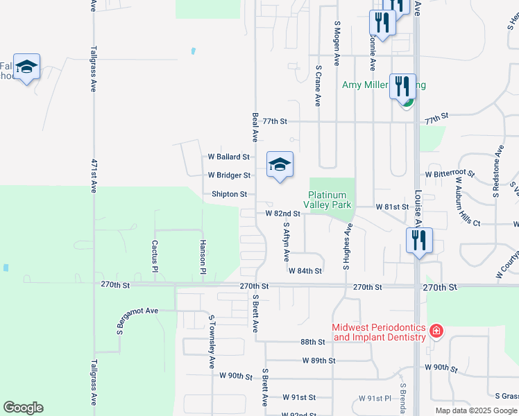map of restaurants, bars, coffee shops, grocery stores, and more near 7410 Beal Avenue in Tea