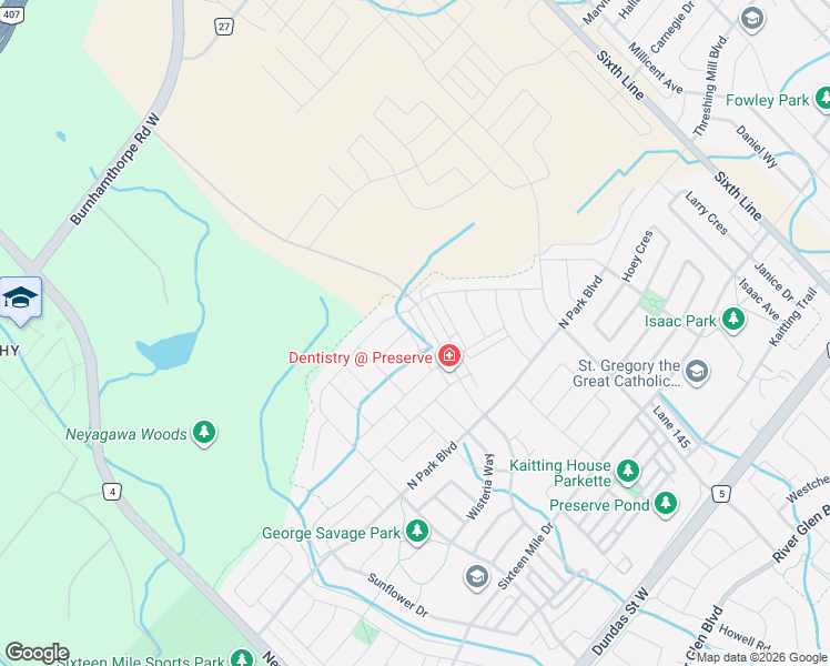 map of restaurants, bars, coffee shops, grocery stores, and more near 3339 Vardon Way in Oakville