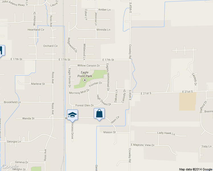 map of restaurants, bars, coffee shops, grocery stores, and more near 4320 Frontier Dr in Ammon