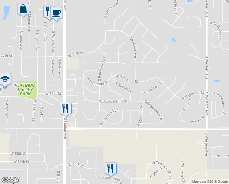 map of restaurants, bars, coffee shops, grocery stores, and more near S Valencia Dr in Sioux Falls
