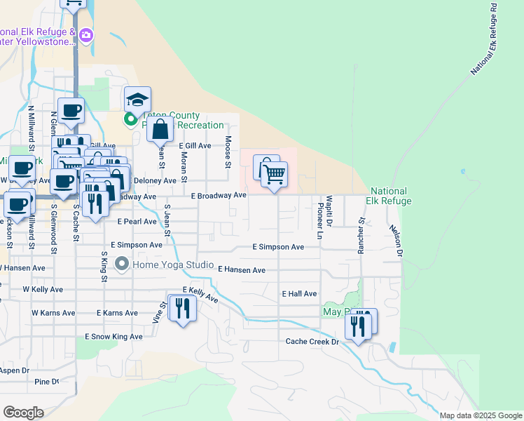 map of restaurants, bars, coffee shops, grocery stores, and more near 45 Stormy Cir in Jackson