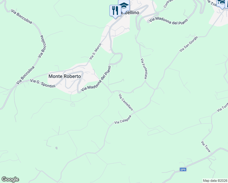 map of restaurants, bars, coffee shops, grocery stores, and more near 1 Via Fontestate in Provincia di Ancona