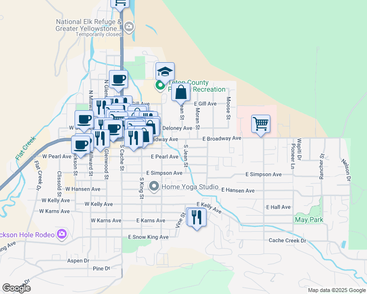 map of restaurants, bars, coffee shops, grocery stores, and more near 40 June Grass in Jackson