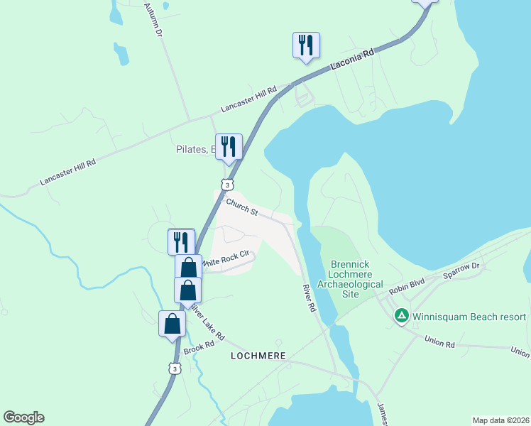 map of restaurants, bars, coffee shops, grocery stores, and more near 31 Church Street in Tilton