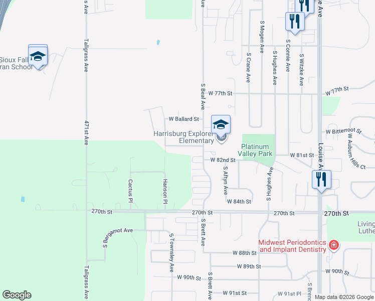 map of restaurants, bars, coffee shops, grocery stores, and more near 4327 Shipton Street in Sioux Falls