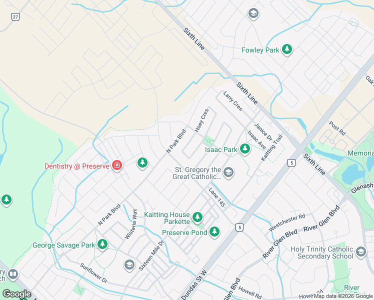 map of restaurants, bars, coffee shops, grocery stores, and more near 201 McWilliams Crescent in Oakville