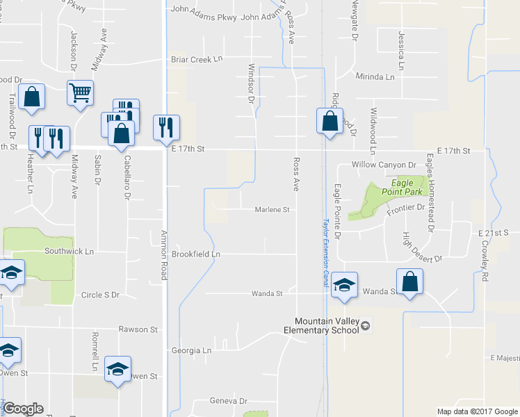 map of restaurants, bars, coffee shops, grocery stores, and more near 3800-3816 Marlene Street in Ammon