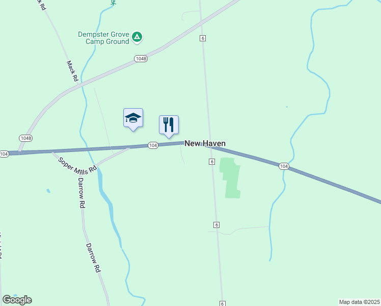 map of restaurants, bars, coffee shops, grocery stores, and more near 4277 Saint Rt 104 in New Haven