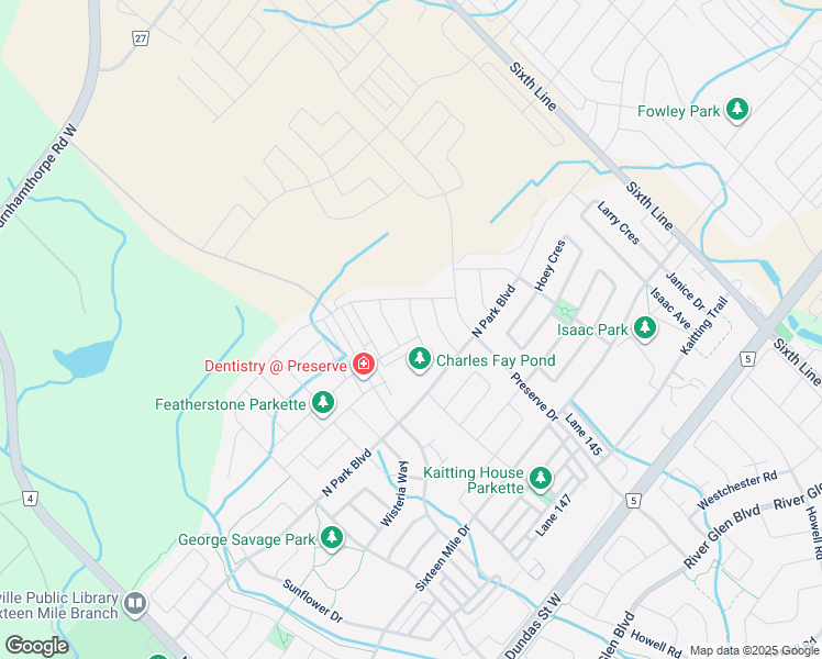 map of restaurants, bars, coffee shops, grocery stores, and more near 3280 Charles Fay Pass in Oakville